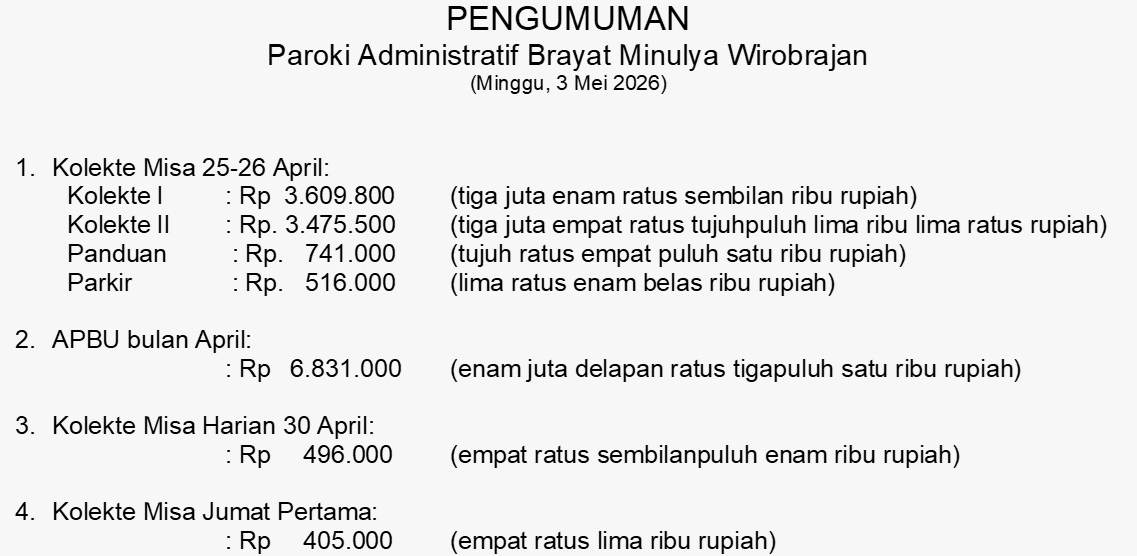 Pengumuman Mingguan 3 Mei 2026